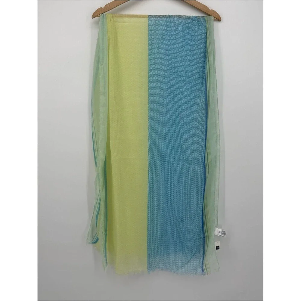 Gap Blue & Green Colorblock Fringe Scarf Wrap Accessory One Size Boho Coastal